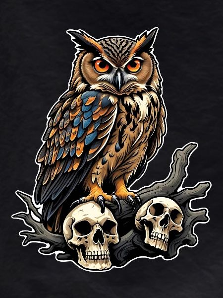 Owl sitting on sculls