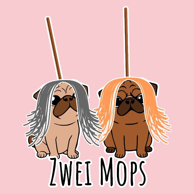 Zwei Mops - Hunde oder Putzgeräte? Hunde Humor?