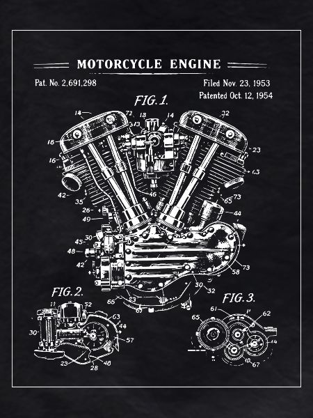 V-Twin Engine Blueprint Illustration