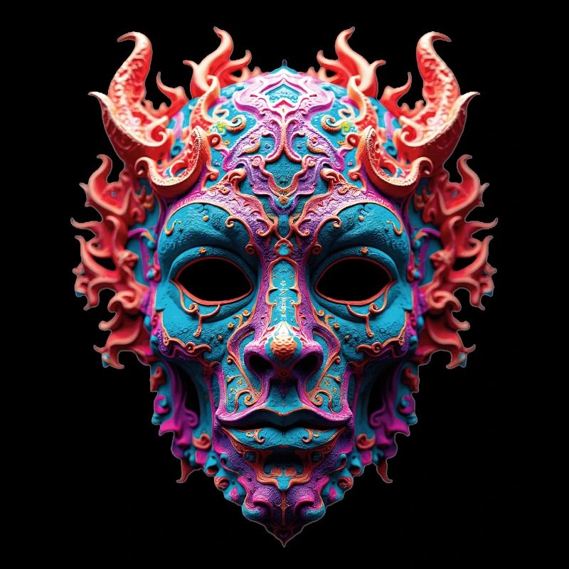 Masque orné de Démon de Feu