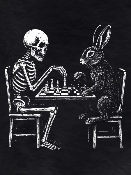 Skeleton and Rabbit playing Chess 