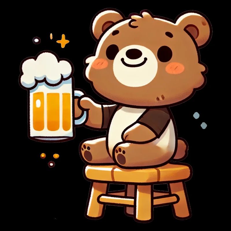 Cute Bear Drinking Beer 3