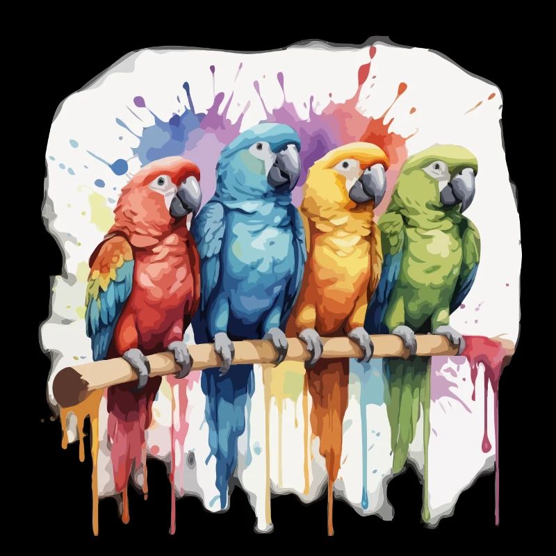 Parrot on Sticks Cool Colorful