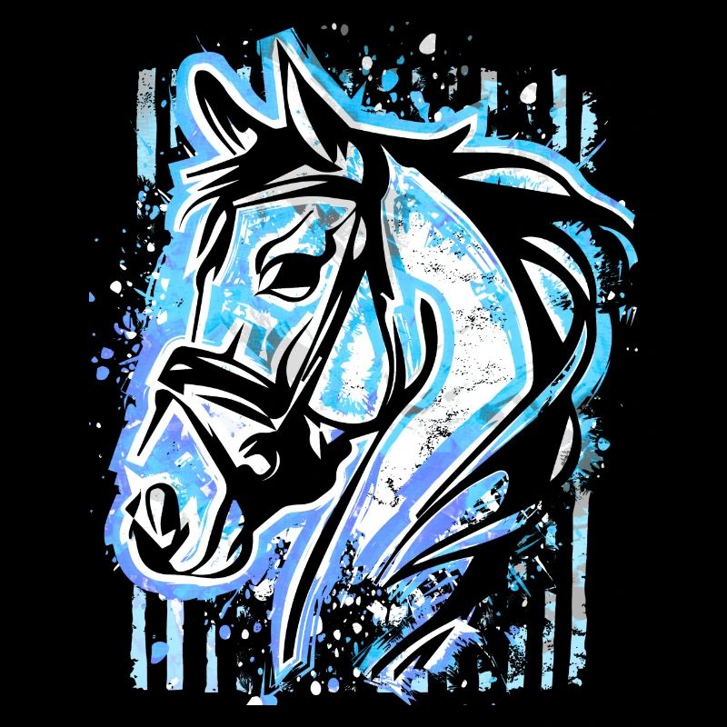 Blaues Pferd - Pferdekopf Zeichnung Pferde Malerei