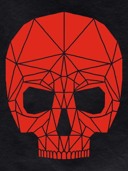 Red robotic skull