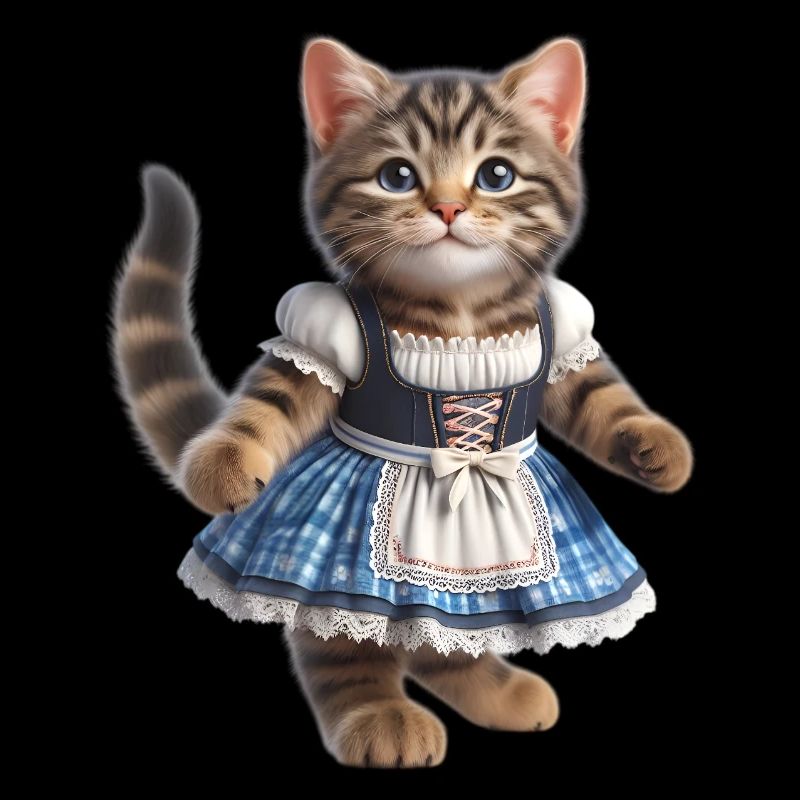 Cute little cat in dirndl