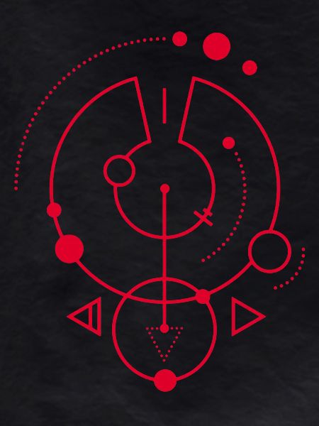 Red geometric symbol
