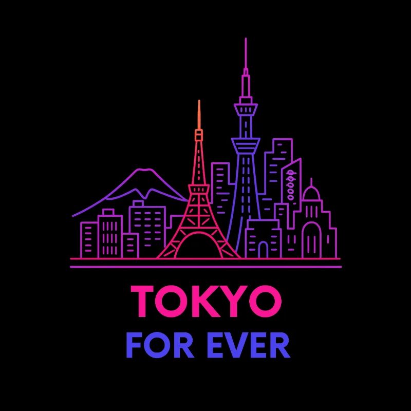 Neon Skyline Paris à Tokyo Design Silhouette