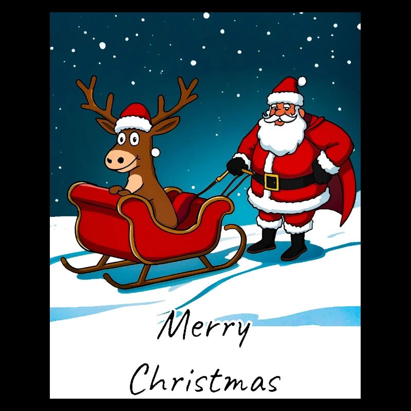 Weihnachtsschlitten Rentier Weihnachtsmann