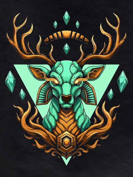 Fairy geometric turquoise deer