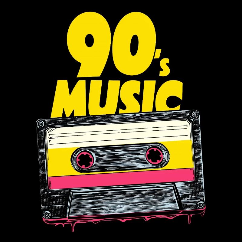 90's Music with retro tape audio cassette