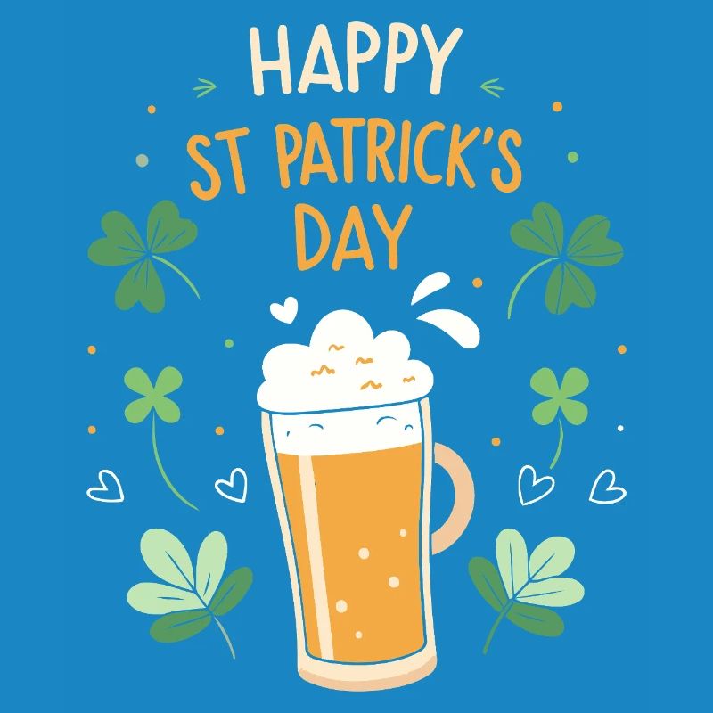 Bière mousse et trèfles Saint Patrick