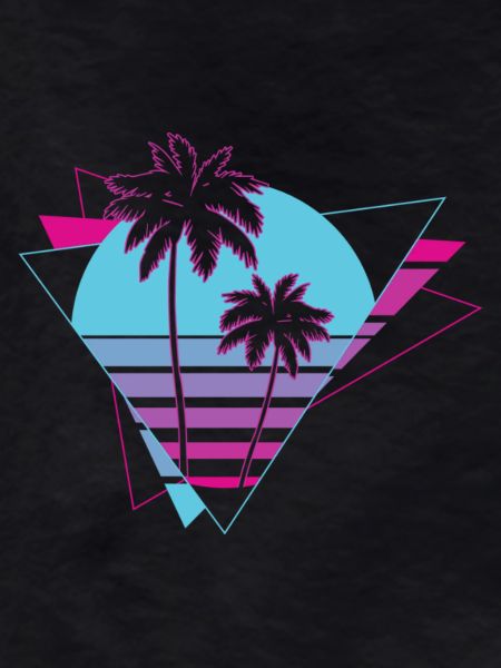 Neon Palm Trees Retro Scene