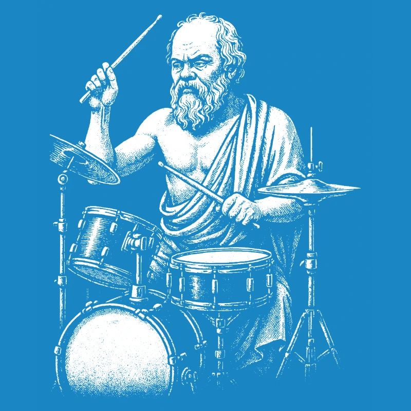 Ancient Greek Philosopher Socrates Drumming