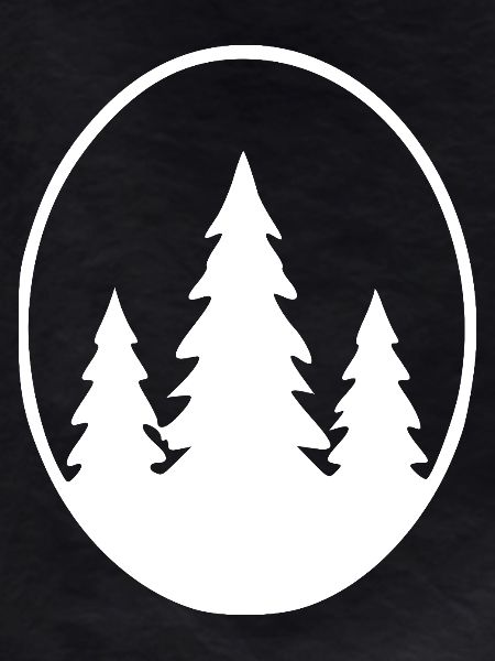 Forest silhouette in oval