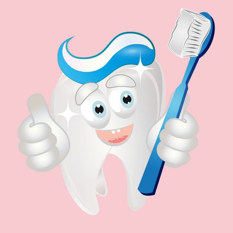 radiant white tooth with toothpaste as a comic