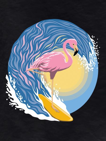 Flamant rose surfeur
