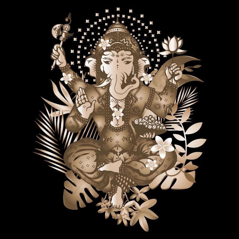 Ganesha a god with elephant head in sepia style