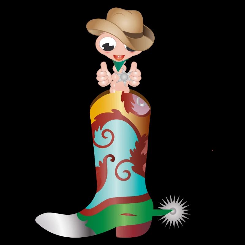 small earthworm as a cowboy in a western boot