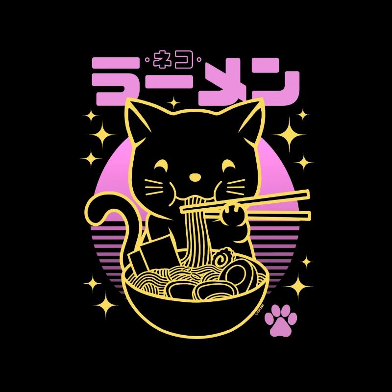 Néon rose sunset - Chat doré Ramen