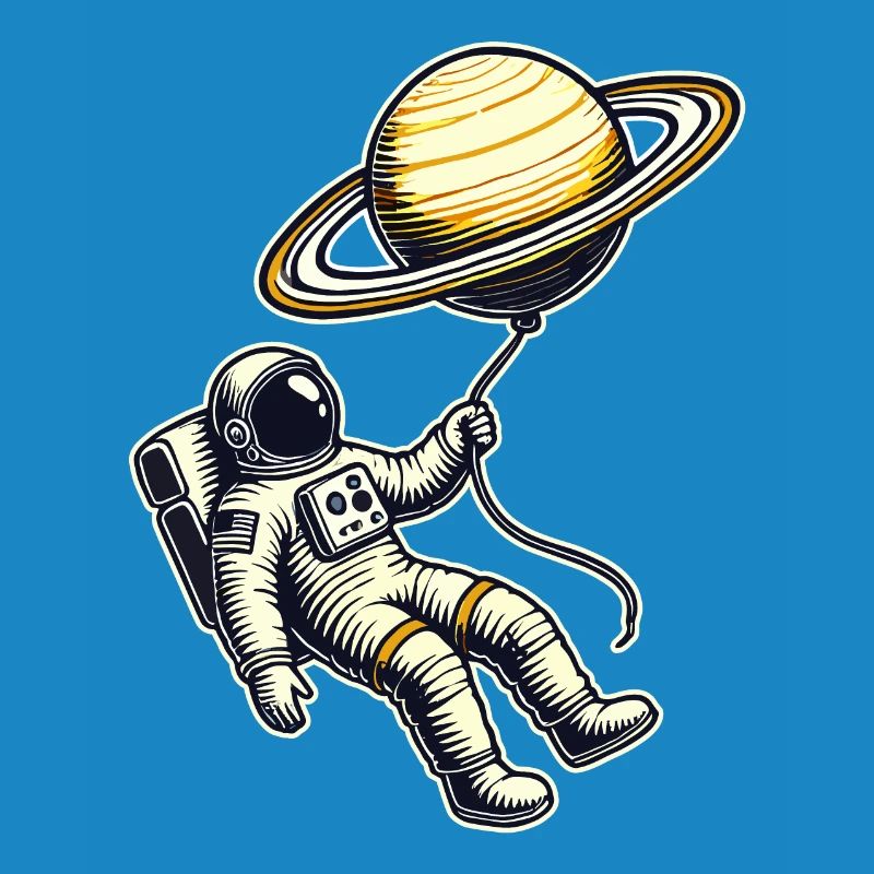 Schwebend mit Saturn – Astronaut Ballon Design