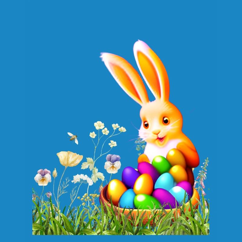 Osterhase mit bunten Eiern