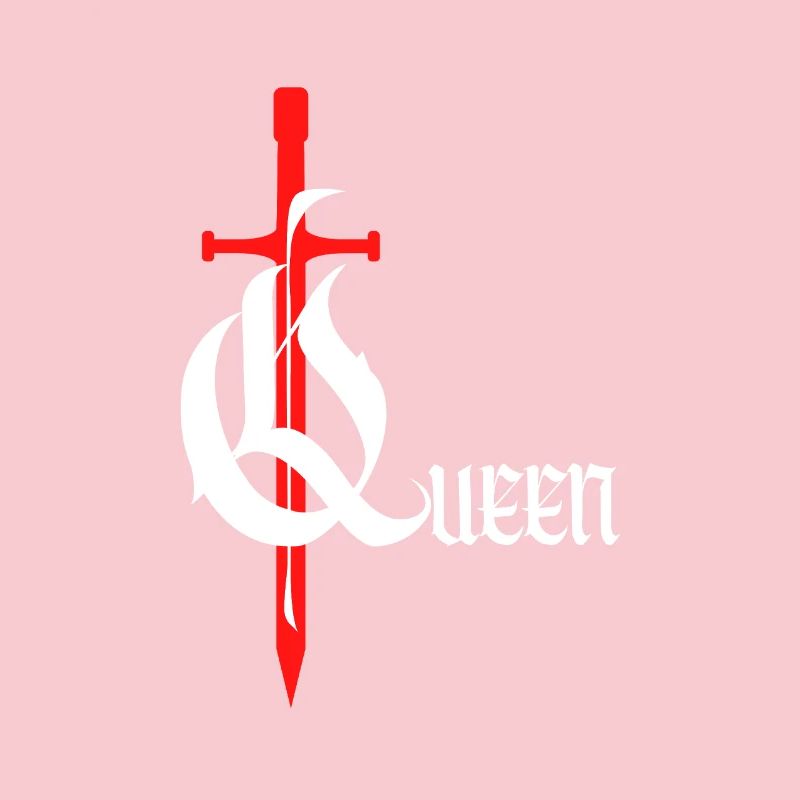 Gothique Queen Design avec épée avec texte blanc