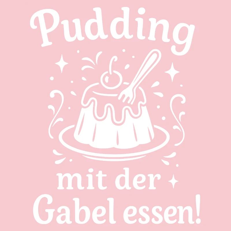 Pudding mit der Gabel Essen