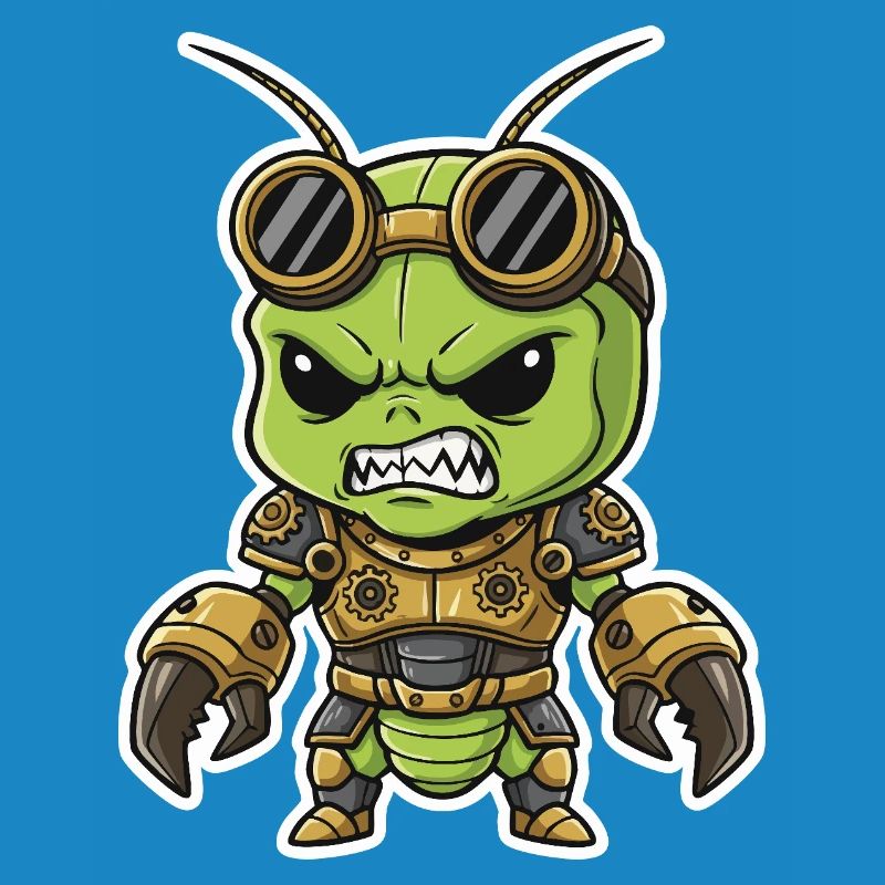 Alien Steampunk Warrior Armor Brass