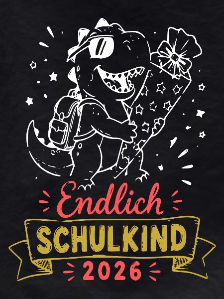 Endlich Schulkind 2026 Dino