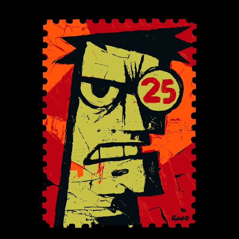 Angry guy with monocle as a stamp