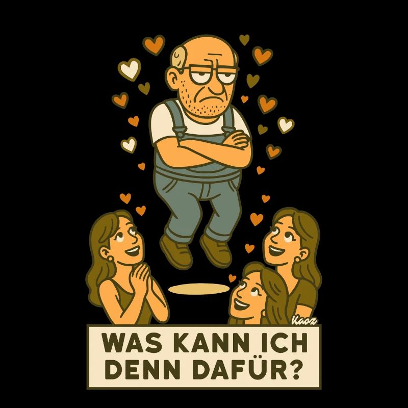 Grantiger Mann wird verehrt schwebt mit Herzchen