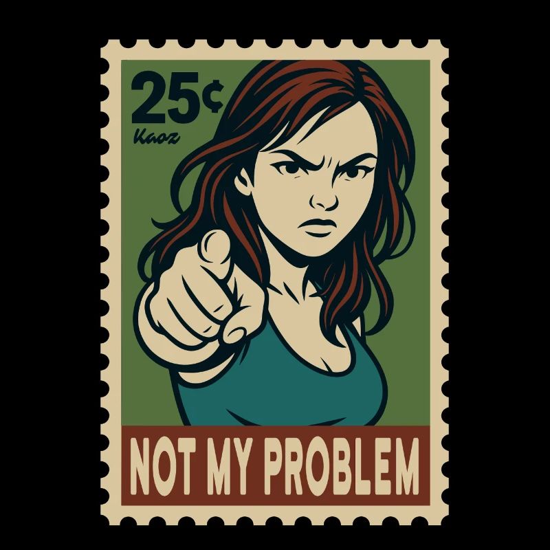 Frau zeigt mit Finger Nicht mein Problem