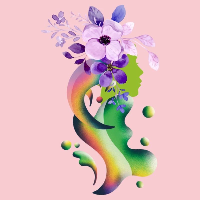 Ein Mädchen mit Blumen Schwebendes Mädchen