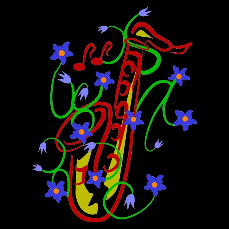 Floral pattern with playful saxophone design