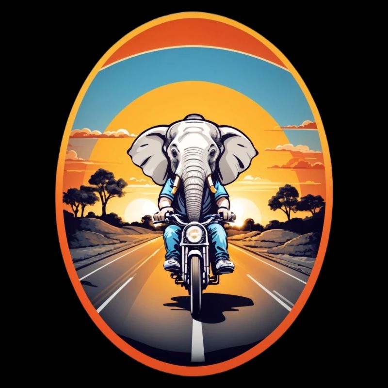 Elefant auf Motorrad
