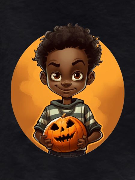 Cute Halloween Kid with Pumpkin