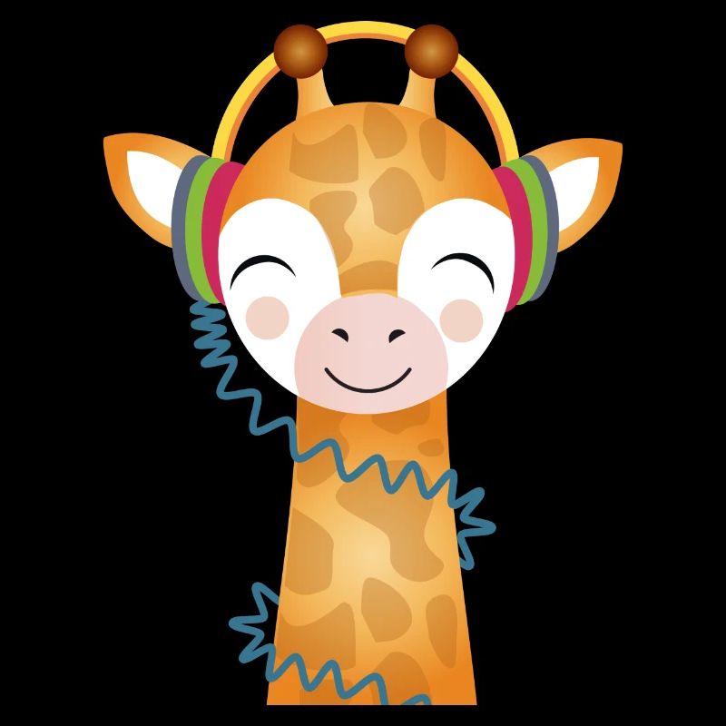 Girafe joyeuse avec des écouteurs aime la musique