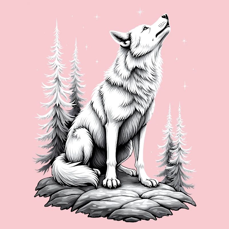 Wolf Drawing Sketch Illustration Black White