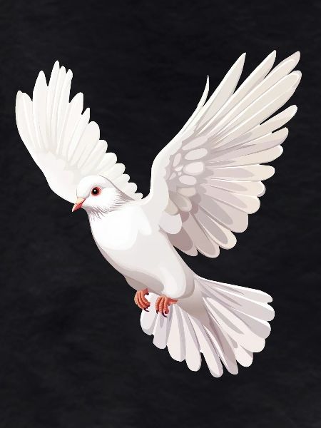 White Dove in Flight Illustration