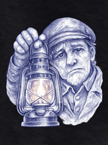 Senior man with lantern