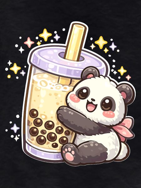 Panda Bubble Tea Cuddle Motif