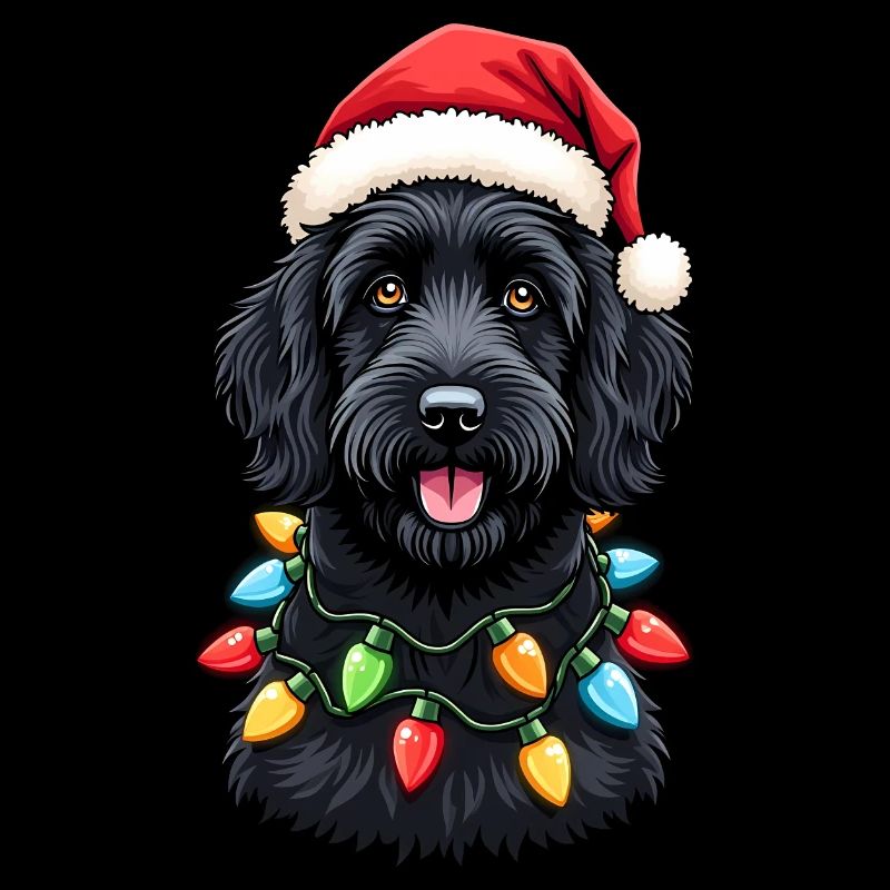 Labradoodle Noël avec chapeau