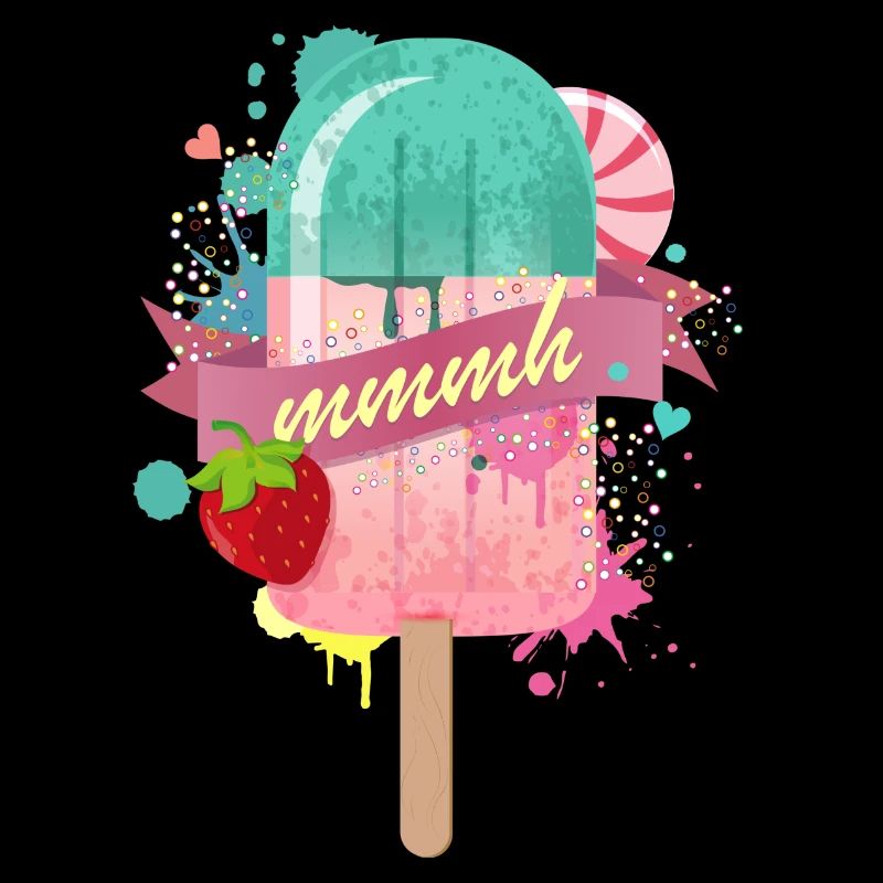 Eis am Stiel mit Erdbeere