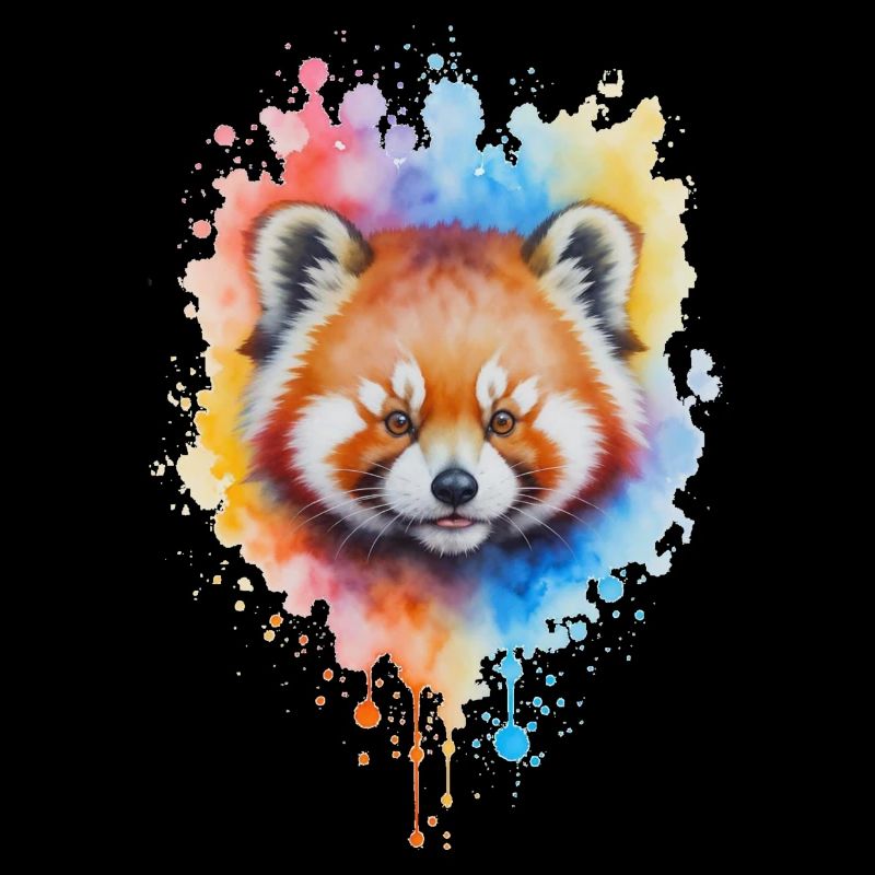 Éclaboussure aquarelle de panda rouge