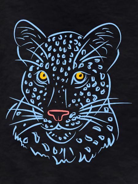 Leopard face with blue tones