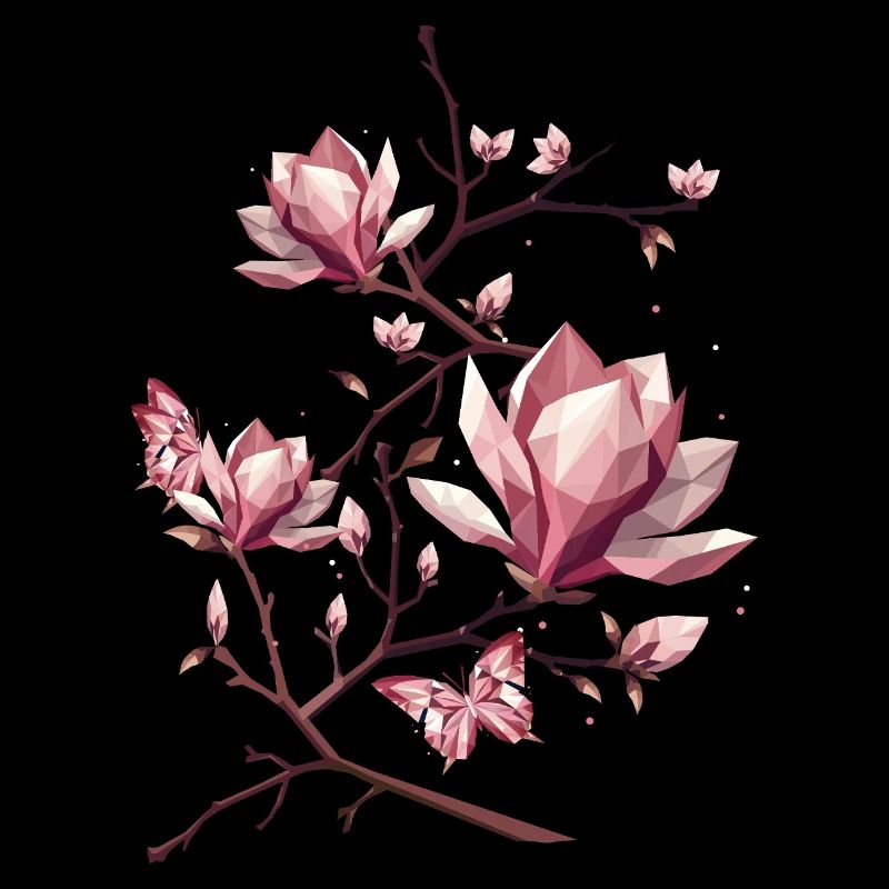 Magnolias et papillons – une beauté délicate
