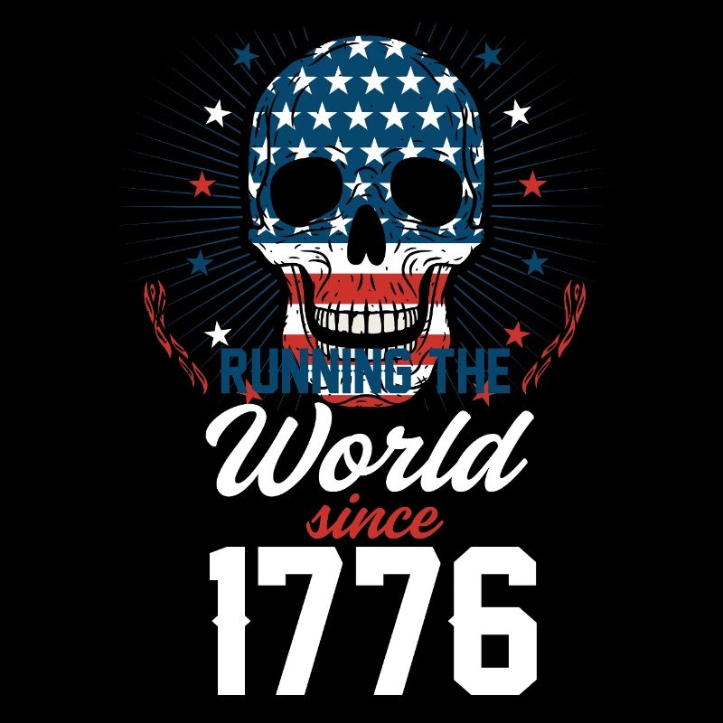 American flag skull with history