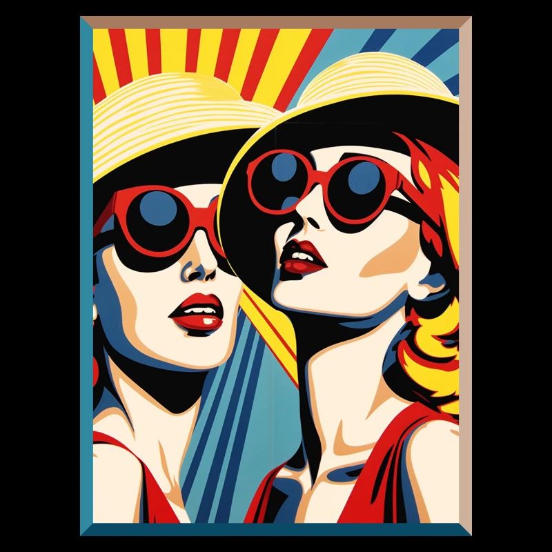 Pop Art Dames avec chapeau de soleil et lunettes de soleil