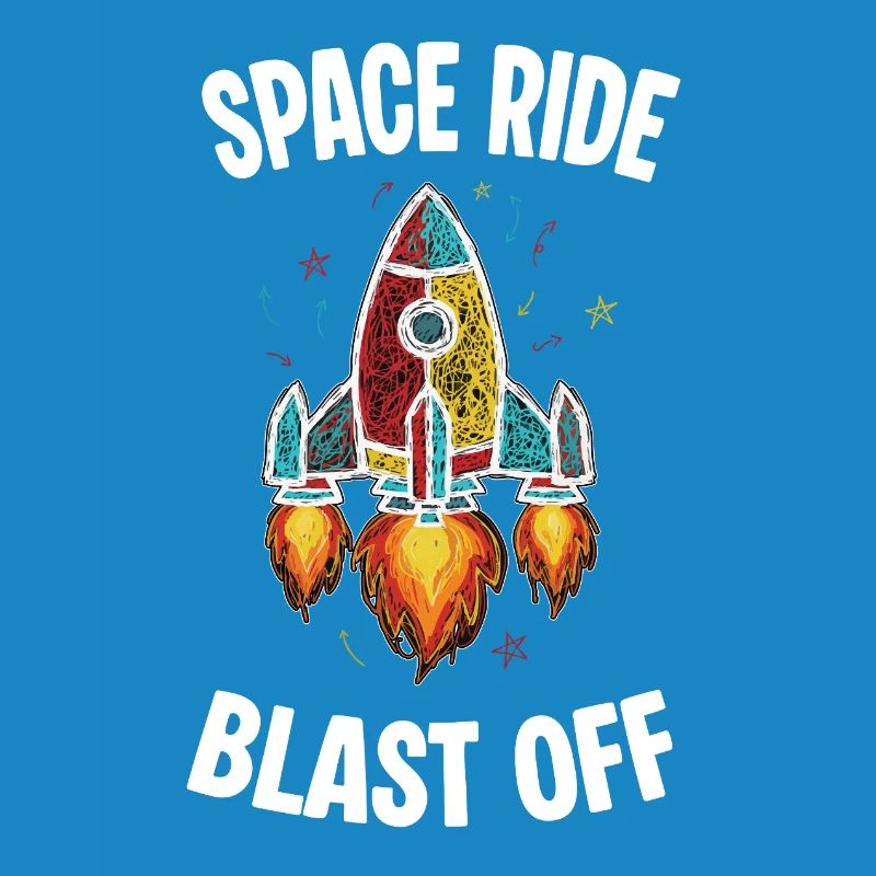 Fusée Espace Retro Scribble Blast Off